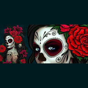 Vue détaillée Baskets plates tête de mort Santa Muerte pour femmes