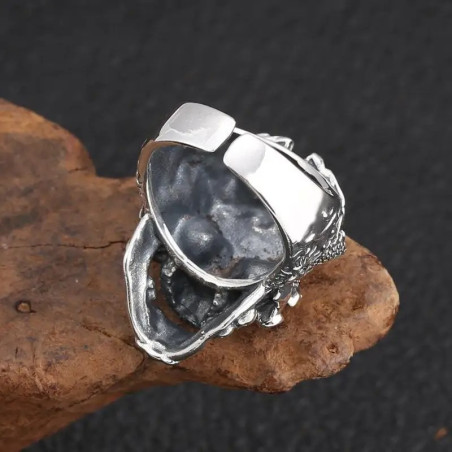 Vue Arrière Bague Tête de Mort "Gardien des Trois Crânes"
