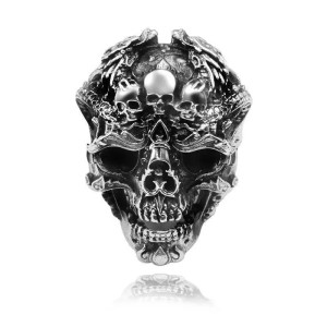 Bague Tête de Mort "Gardien des Trois Crânes"