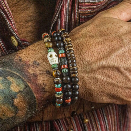 Trio de Bracelets Tête de Mort Esprit Tribal