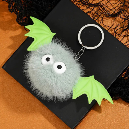 Porte-clés Goth Chauve-Souris en Peluche "Mini Monstre Ailé Mignon" Couleur Vert