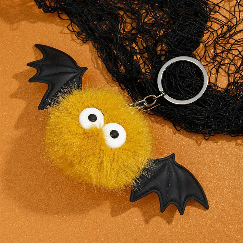 Porte-clés Goth Chauve-Souris en Peluche "Mini Monstre Ailé Mignon" Couleur Orange