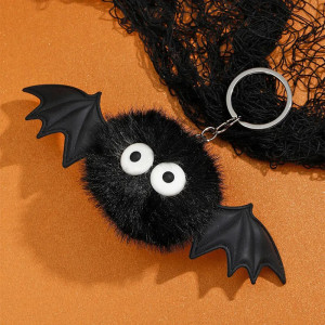 Porte-clés Goth Chauve-Souris en Peluche "Mini Monstre Ailé Mignon" Couleur Noir