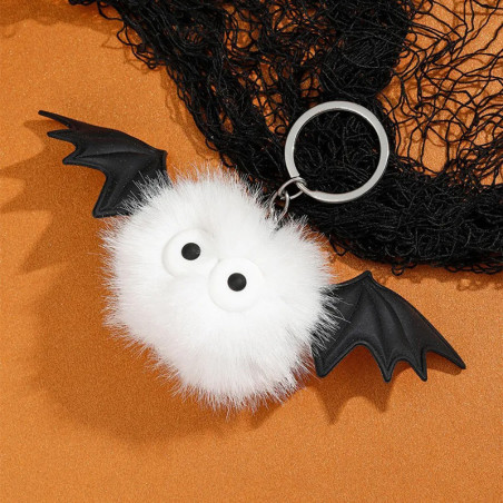 Porte-clés Goth Chauve-Souris en Peluche "Mini Monstre Ailé Mignon" Couleur blanc