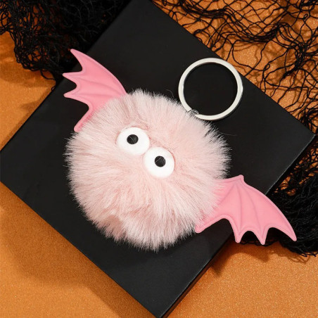 Porte-clés Goth Chauve-Souris en Peluche "Mini Monstre Ailé Mignon" Couleur rose