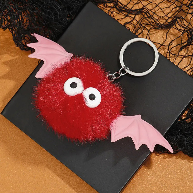 Porte-clés Goth Chauve-Souris en Peluche "Mini Monstre Ailé Mignon" Couleur Rouge