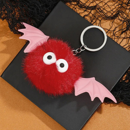 Porte-clés Goth Chauve-Souris en Peluche "Mini Monstre Ailé Mignon" Couleur Rouge