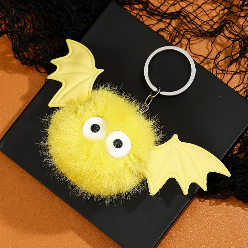 Porte-clés Goth Chauve-Souris en Peluche "Mini Monstre Ailé Mignon" Couleur Jaune