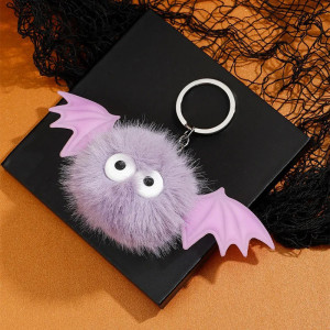 Porte-clés Goth Chauve-Souris en Peluche "Mini Monstre Ailé Mignon" Couleur Violet