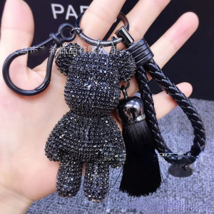 Porte-clés Gothique à  Strass "Ours Cristallisé Noir"