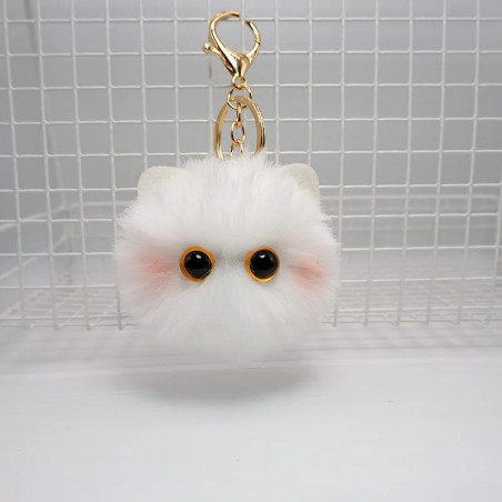 Porte-clés Gothique en Peluche "Chat Noir Peluche Kawaïi" Couleur Blanc