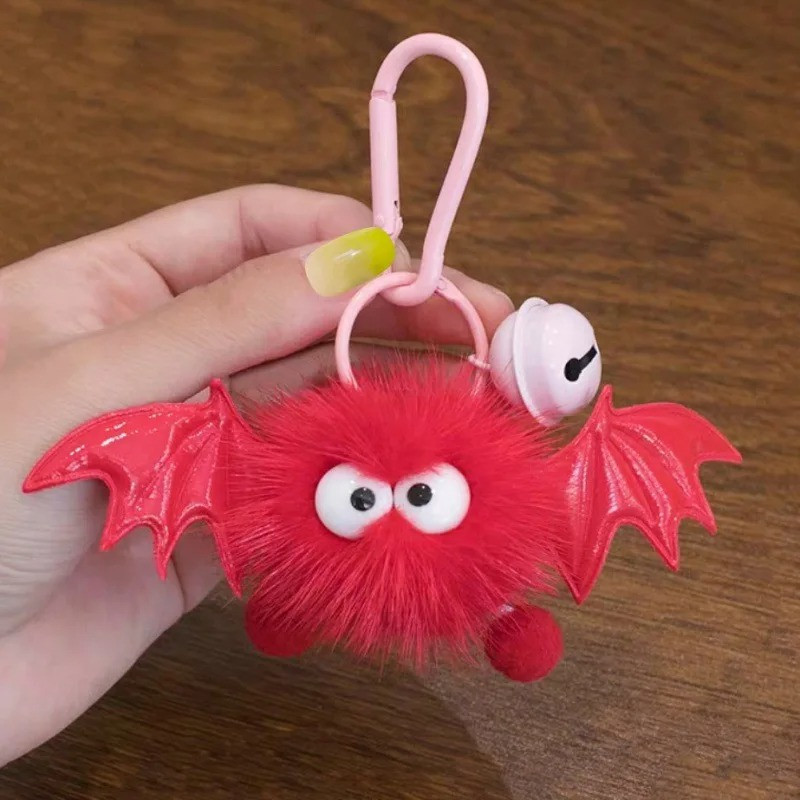 Porte-clés Gothique en Peluche "Petit Diable Ailé" Couleur Rouge
