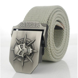 Ceinture en toile Tête de Mort Crâne Mortel couleur gris