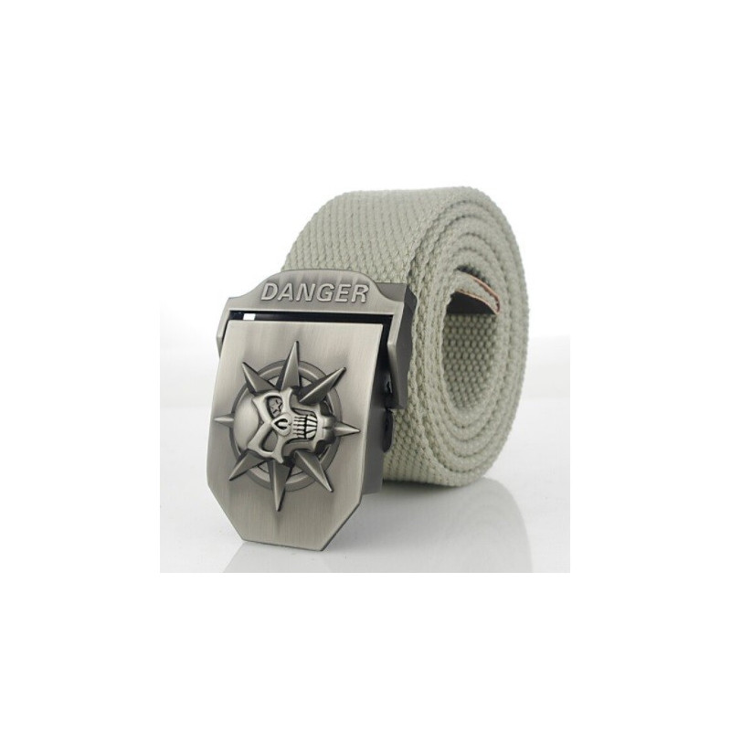 Ceinture en toile Tête de Mort Crâne Mortel couleur gris
