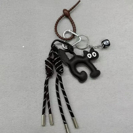 Porte-Clés Gothique Chat Fétiche de la Chance "Lucky Cat et Dé Noir" Couleur Noir
