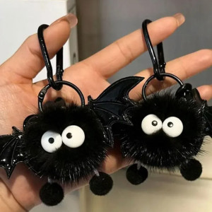 Avant Porte-Clés Gothique Petite Chauve-Souris "Bat Fluffy Pompom Kawaii"