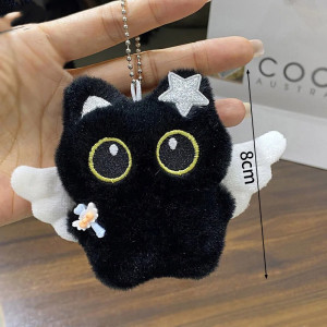 Porte-Clés Gothique Petit Chat Noir "Ange Céleste" Modele 1