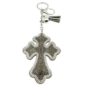 Porte-Clés Gothique Croix Glam Rock Couleur Gris
