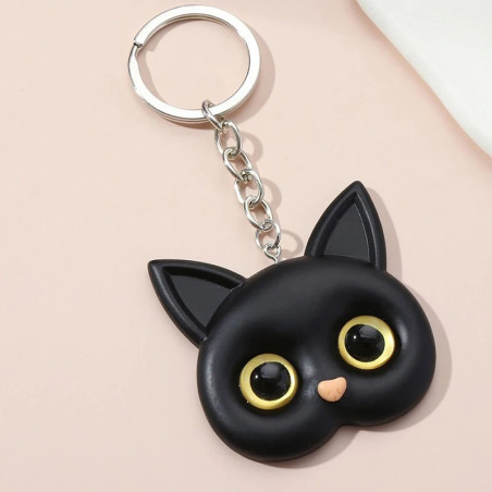 Porte-Clés Chat Noir « Regard Mystique »