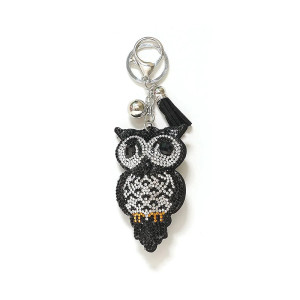Vue générale Porte-Clé Goth "Hibou Cristaux Noirs"