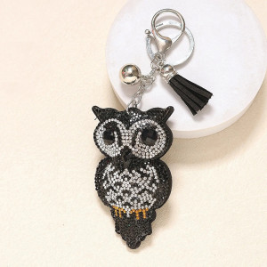 Porte-Clé Goth "Hibou Cristaux Noirs"