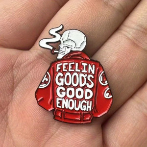 Broche Tête de Mort "Feelin' good's good enough - Le Plaisir Suffit"