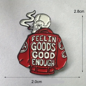Dimensions Broche Tête de Mort "Feelin' good's good enough - Le Plaisir Suffit"