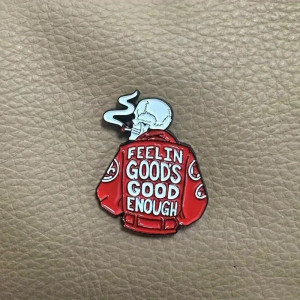 Vue générale Broche Tête de Mort "Feelin' good's good enough - Le Plaisir Suffit"