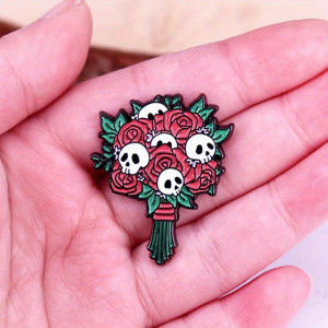 Avant Broche Tête de Mort "Bouquet de Roses Éternelles"