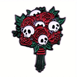 Vue générale Broche Tête de Mort "Bouquet de Roses Éternelles"