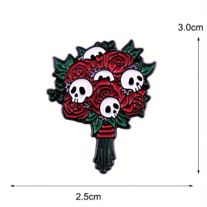 Dimensions Broche Tête de Mort "Bouquet de Roses Éternelles"