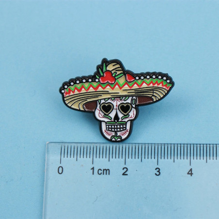 Dimensions Broche Tête de Mort Calavera "de la Fiesta"