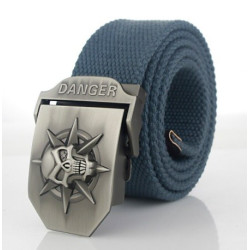 Ceinture en toile Tête de Mort Crâne Mortel couleur  bleu