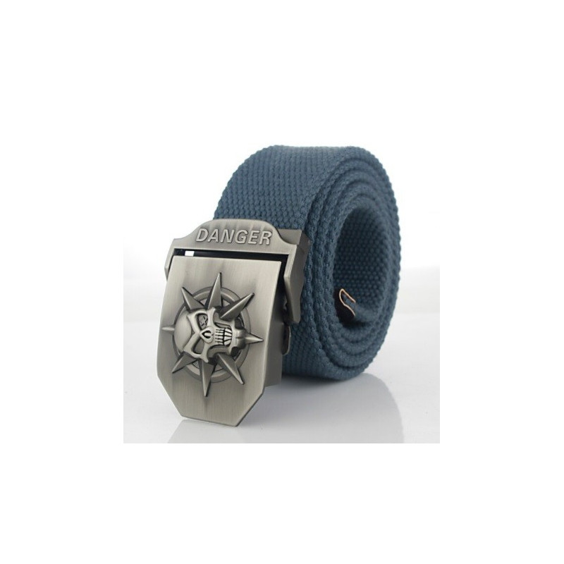 Ceinture en toile Tête de Mort Crâne Mortel couleur  bleu