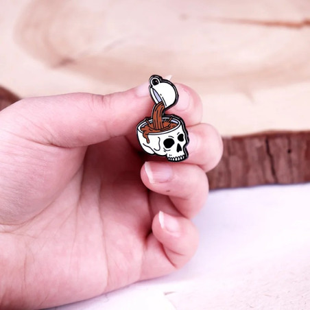 Avant Broche Tête de Mort Café "La Mort avant le Déca"