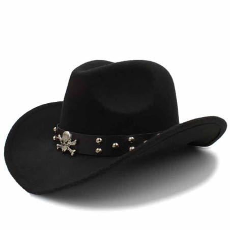 Chapeau Tête de Mort – Cow-boy de l’Ombre Couleur Noir