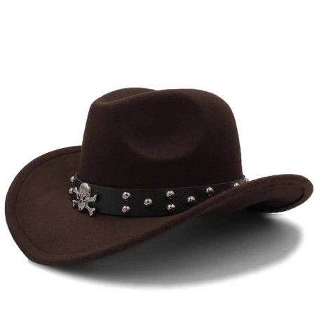 Chapeau Tête de Mort – Cow-boy de l’Ombre Couleur Marron