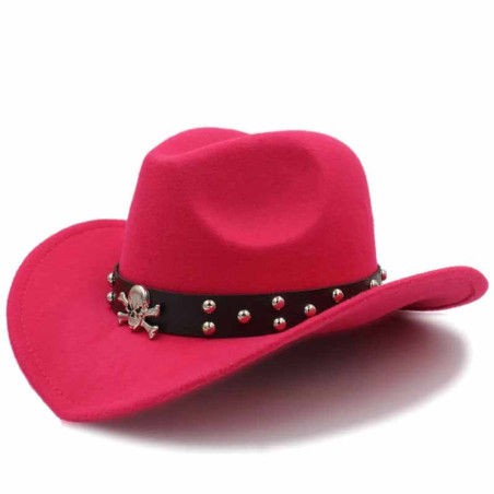 Chapeau Tête de Mort – Cow-boy de l’Ombre Couleur Rose