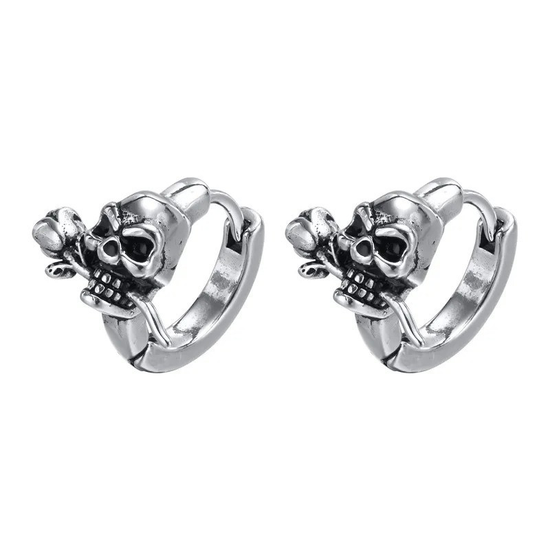 Anneaux tête de mort gothique - couleur argent