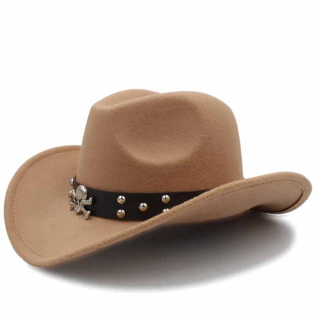 Chapeau Tête de Mort – Cow-boy de l’Ombre Couleur Beige