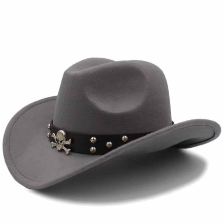 Chapeau Tête de Mort – Cow-boy de l’Ombre Couleur Gris