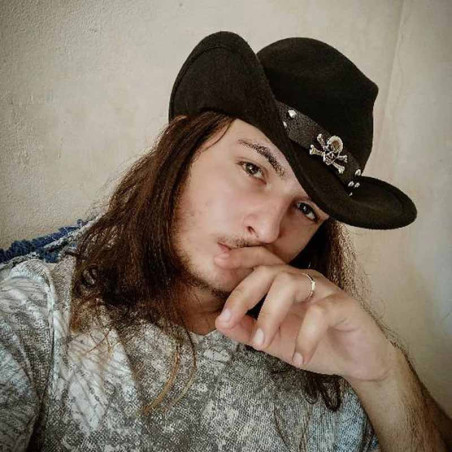Vue Portée Chapeau Tête de Mort – Cow-boy de l’Ombre - 9 couleurs  au choix !