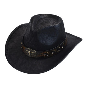 Chapeau Cowboy Tête de Mort – "Crâne du Far West" Couleur Noir