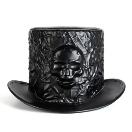 Avant Chapeau Haut-de-Forme Tête de Mort – "Crâne Sculpteur d’Ombres"