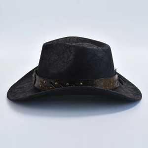 Vue côté du Chapeau Cowboy Tête de Mort - Crâne du Far West
