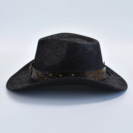 Vue côté du Chapeau Cowboy Tête de Mort - Crâne du Far West