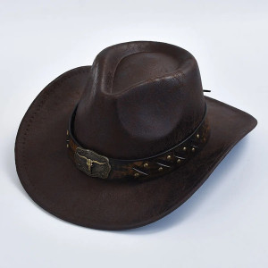 Chapeau Cowboy Tête de Mort - Crâne du Far West couleur marron
