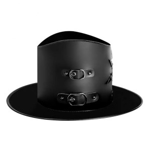 Vue Arrière Chapeau Haut-de-Forme Tête de Mort - "Démon du Cuir Noir"
