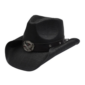 Vue de côté Chapeau Cowboy Tête de Mort – "Aigle Noir du Texas"