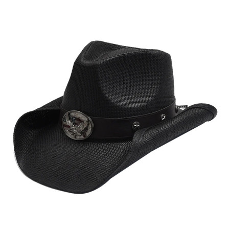 Vue de côté Chapeau Cowboy Tête de Mort – "Aigle Noir du Texas"